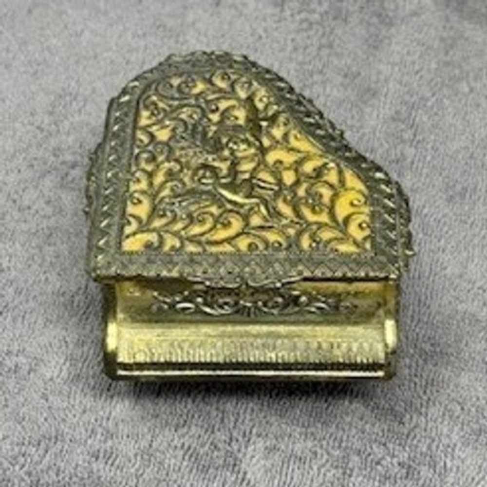 Vintage Sankyo Piano Music Box Silver Tone Filigree Cherub Japan Tested/Works
